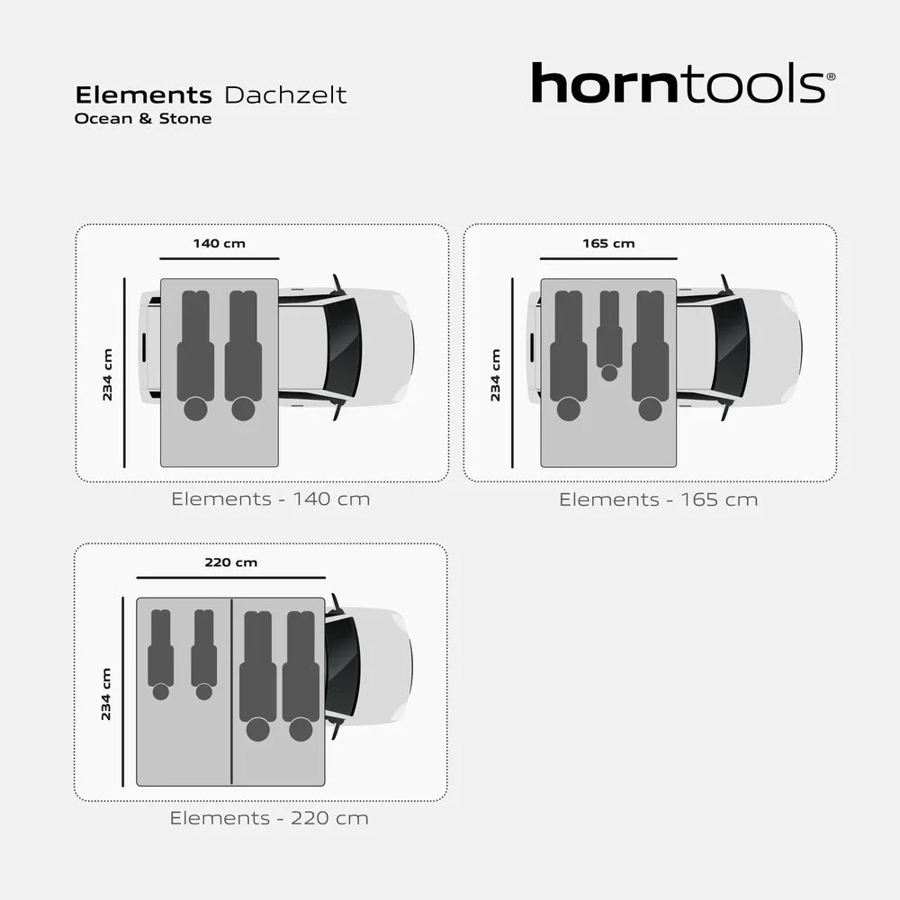 Dachzelt Elements Stone - 165cm mit Vorzelt